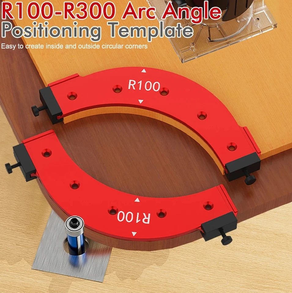 Router Radius Template Jig Set R100 to R300, Reusable Arc & Corner Positioning Tool for Precise Woodworking Projects