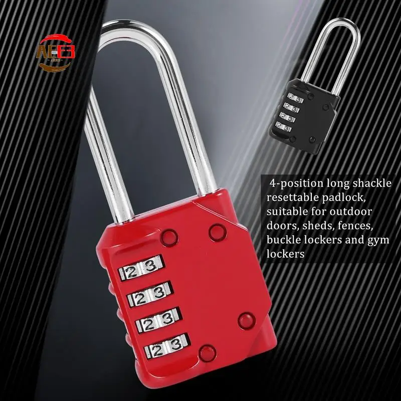 AEE3-2 Pack Code Padlocks, 4 Digit Long Shackle Resettable Pad Lock For Outdoor Gate, Shed, Fence, Hasp Storage, Gym Locker