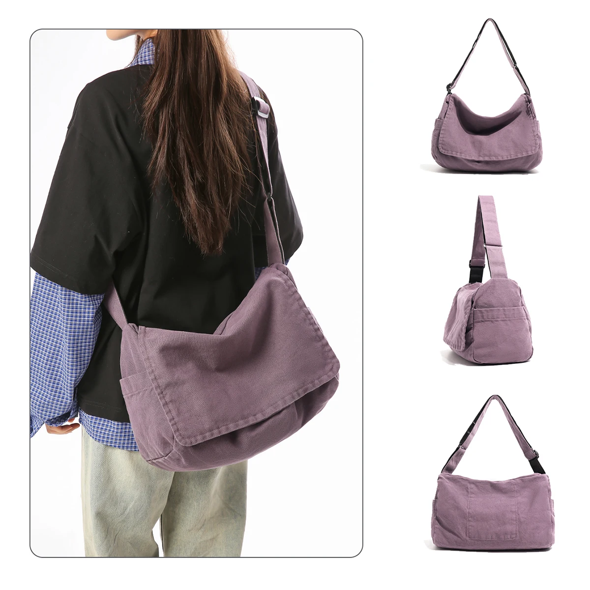 2026 Canvas Bag for Women, New Trendy Model, Popular for Men, Suitable for Class, Work, and Commuting, Large Capacity, Single Shoulder Crossbody Bag