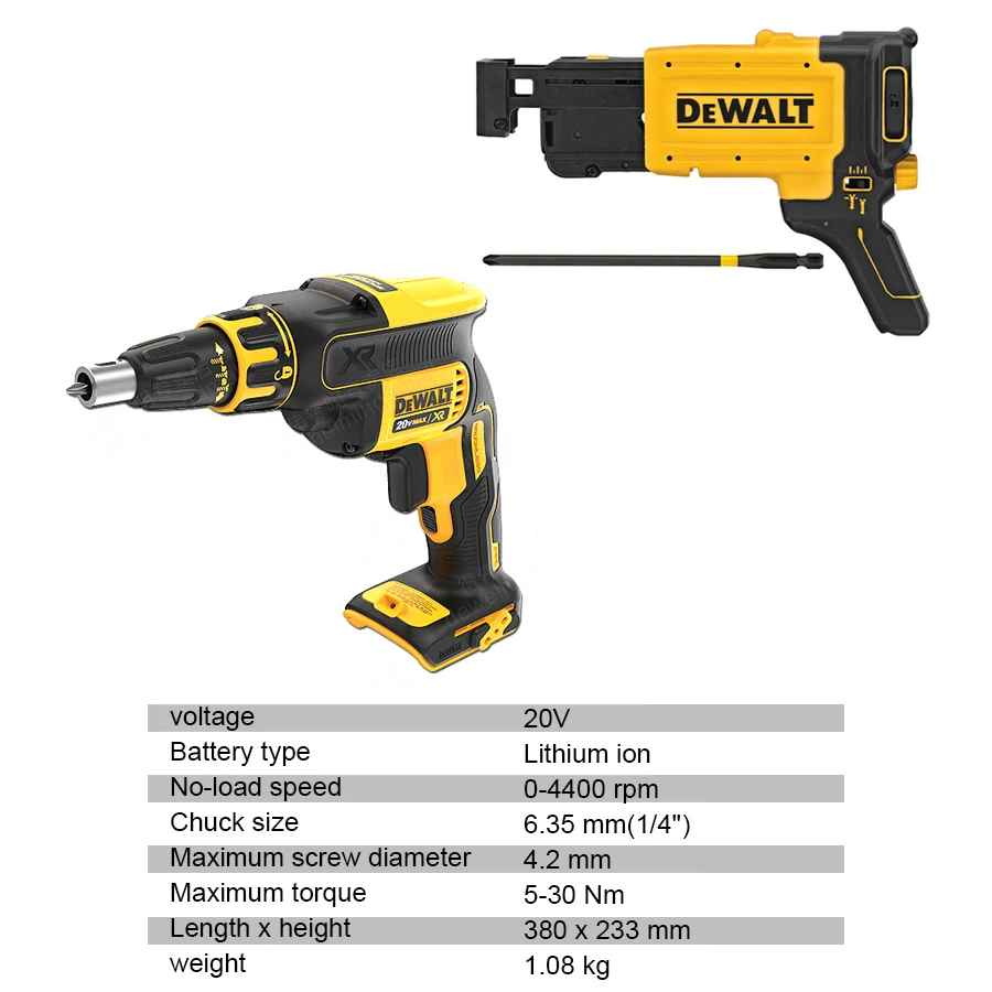 DEWALT DCF620N / DCF6202 Brushless Cordless Drywall Screw Gun With Attachment 360° Rotation Nail Gun Bare Tool No Battery