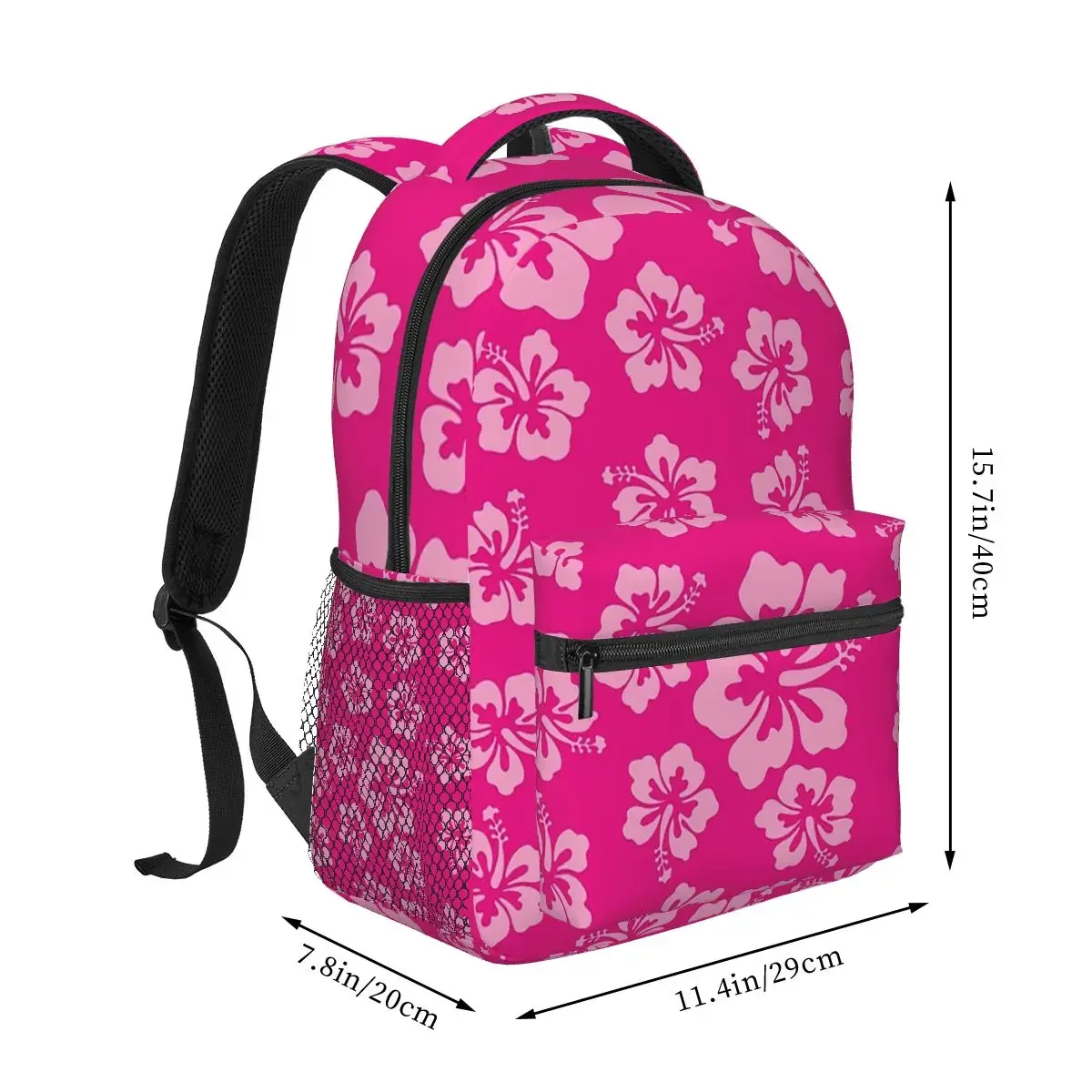 Bright Pink Hibiscus Hawaiian Flower Aloha Backpacks Boys Girls Bookbag Children School Bags Cartoon Kids Rucksack Shoulder Bag