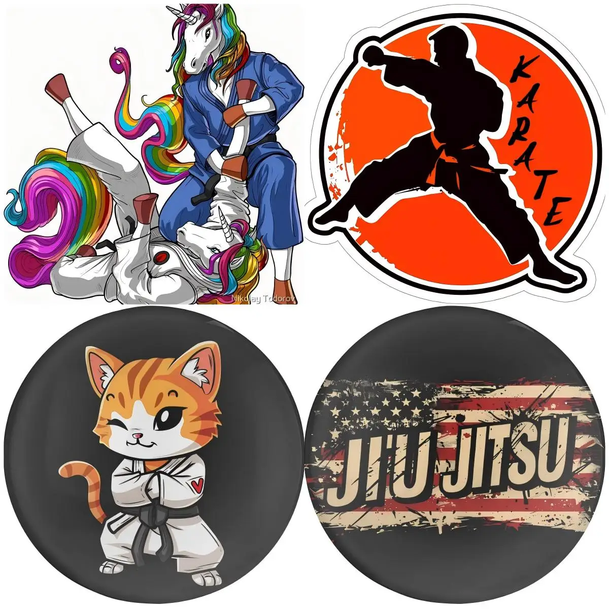 Jiu-Jitsu Sport Sticker Decal Vinyl Small Waterproof for Scrapbook Notebook Laptop Tumbler Skateboard Funny Gift Car Stickers