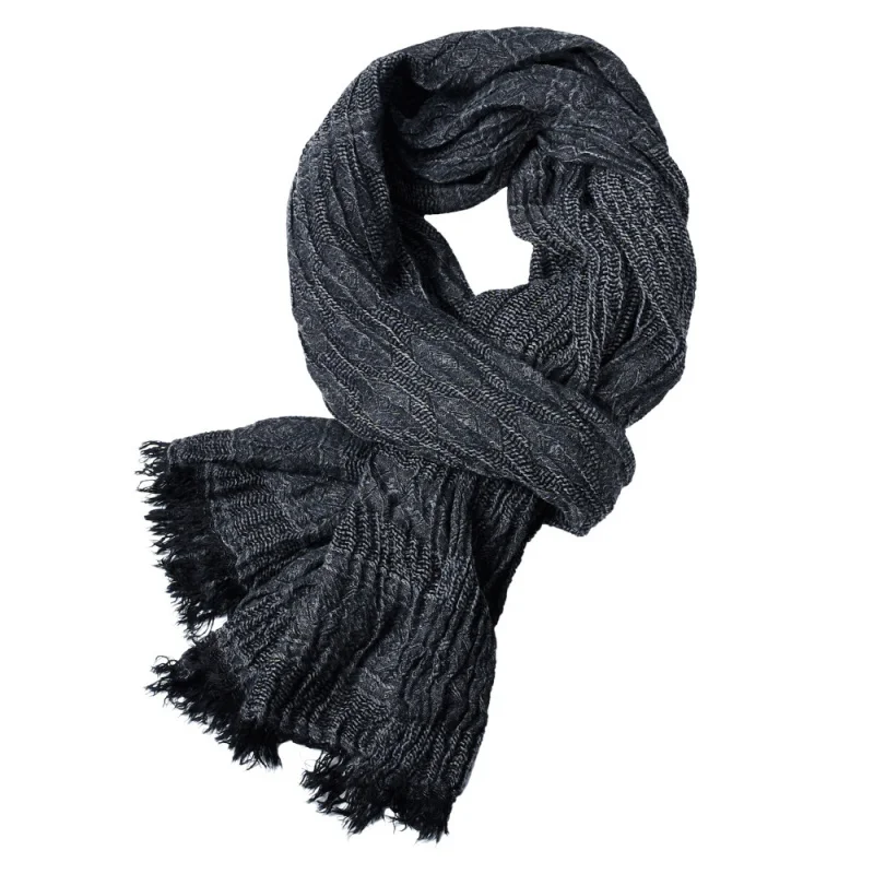 Wish Long Sale European and American Men\'s Yarn-Dyed Scarf Men\'s Winter Jacquard British Pure Color Shawl in Stock Wholesale