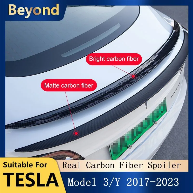 Alerón de fibra de carbono Real 2023 para Tesla Mode Y Model 3, accesorio Original para coche, 2017-2022