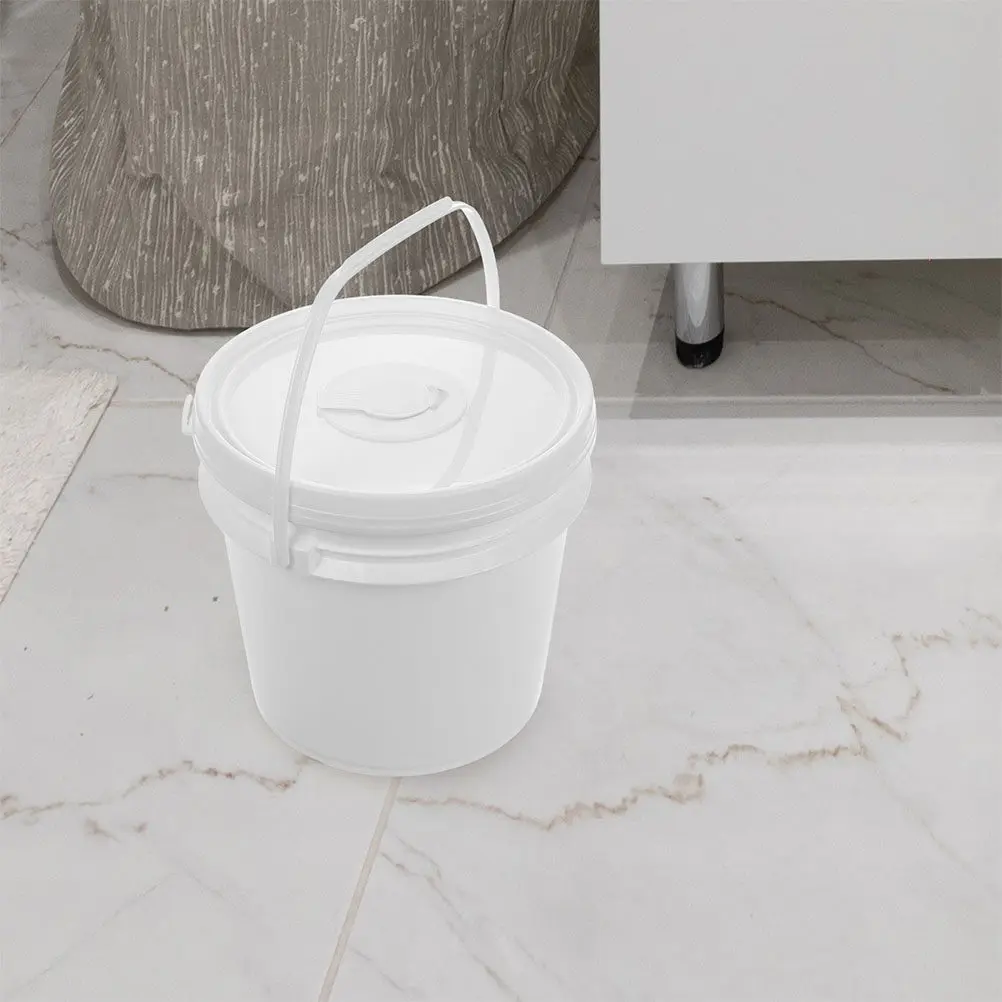 

Refillable White Plastic Wipes Dispenser Bucket for Bathroom Car Travel Large Capacity Sealed Design Portable Wipes Holder