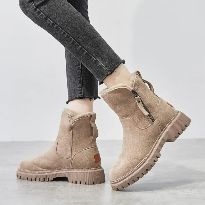 New Winter Boots Women Ankle Boots Warm Plush Winter Woman Shoes Plus Velvet Side Zipper Short Boots Botas Mujer Invierno 2023