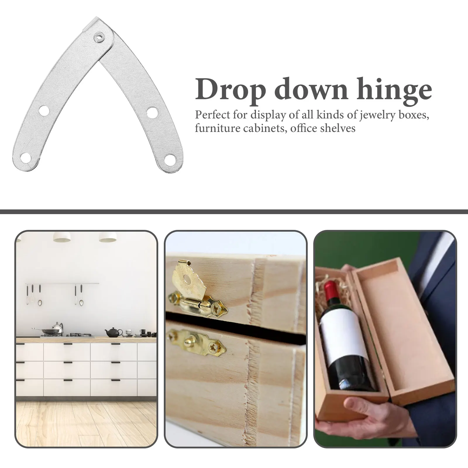 

10pcs Silver Duty Wooden Box Chest Locking Cabinet Locking Hinge Lid Cabinet Door Damper Lid Stay Support Jewelry Toy Stay