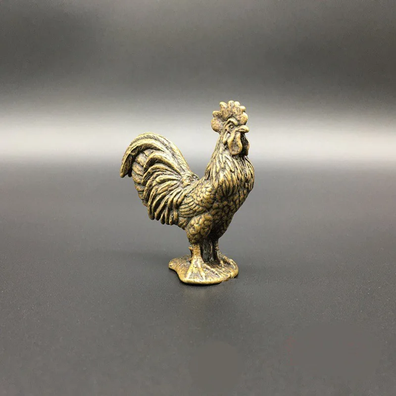 Wholesale Two Pieces Price Ancient Carving Ornament Yellow Chinese Zodiac of Rooster Standing Cock Chante Clair Chicken Ornament