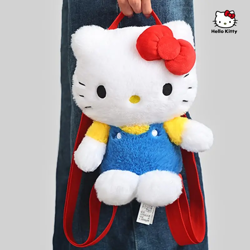

Official Sanrio Hello Kitty Plush Backpack Kawaii Fluffy Doll Bag Adjustable Strap Kids School Bag for Girls Fans Birthday Gift