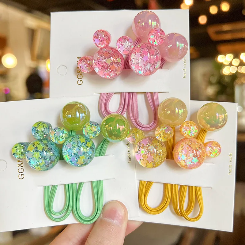

Glitter Small Bead Jelly Bead Wrap Hair Rope for Women Korean Fashion High Stretch Daily Pigtail Ponytail Holder Non SlipGift