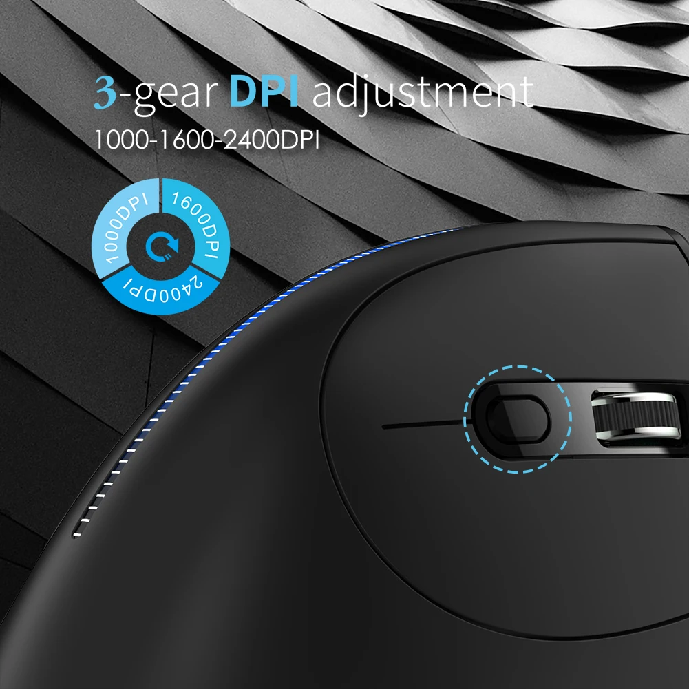 

ZELOTES Ergonomic Vertical Mouse 2.4G 6 Buttons F-36A Optical Vertical Mouse 2400 DPI Adjustable Computer Accessories