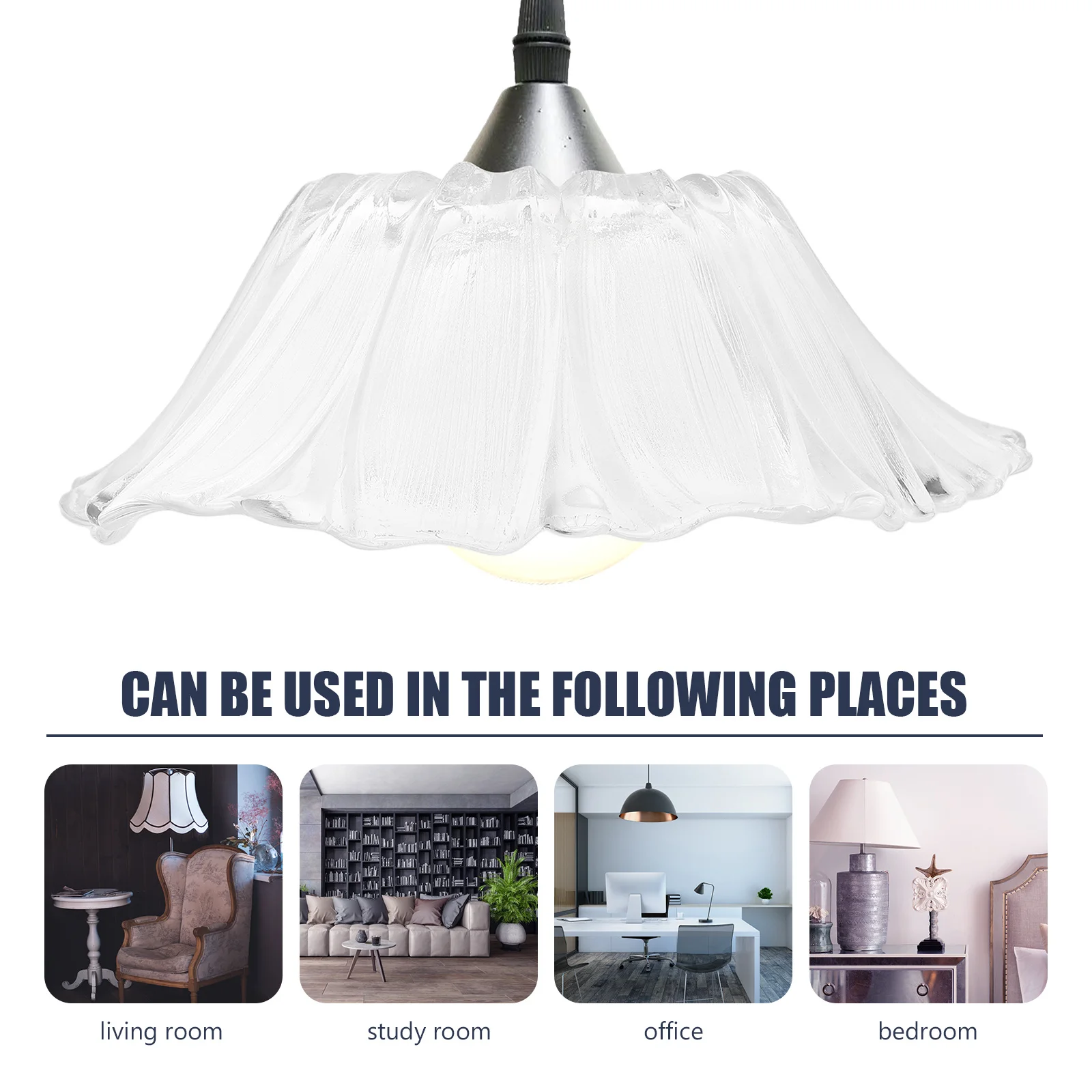 

Clear Glass Lamp Shade Vintage Style Pendant Replacement for E27 Fixture Chandelier Ceiling Light Decor Dining Room Study Bar