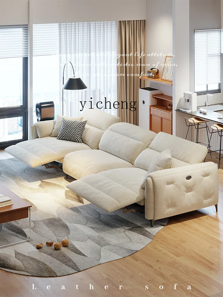 ZC Cream Style Fabric Electric Sofa Living Room Cat Scratch Flannel Sofa Simple Modern Small Apartment Functional Sofa