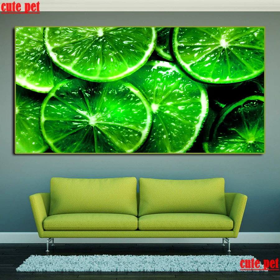 Diamond Embroidery sale Green lemon Rhinestone painting5D DIY Diamond Painting Cross Stitch full drill kitchen decor salon large