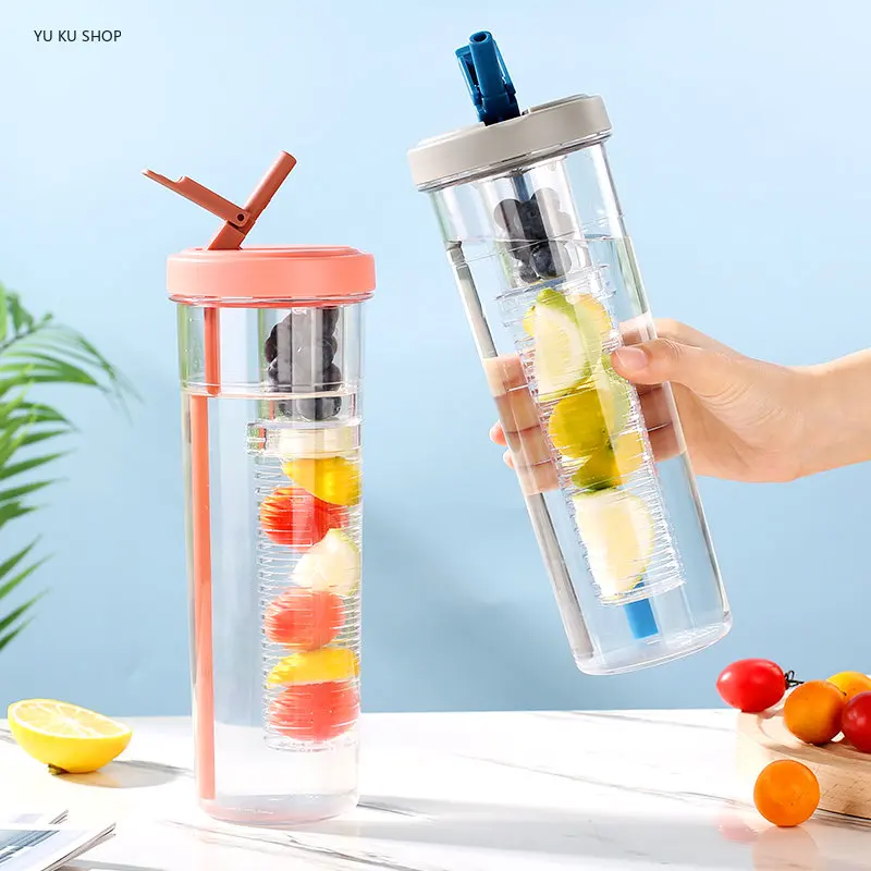 

Large Capacity Filter Sippy Cup Portable Food Grade Plastic Fruit Tea Straw Cup Office Tea Sports Cup Water Bottle Free Shipping