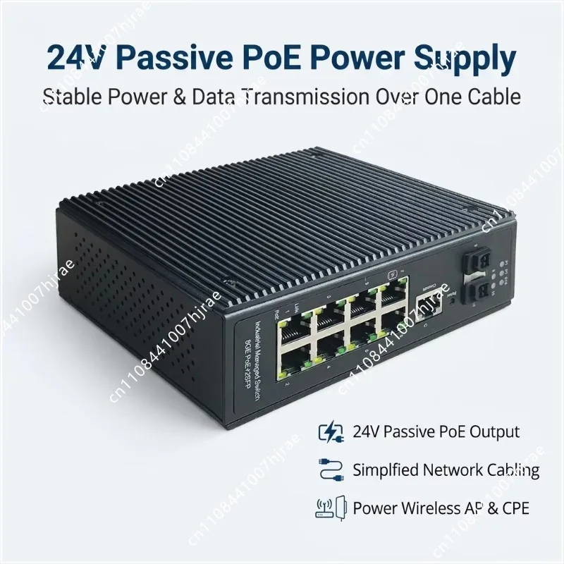 Industrial Passive 24V Gigabit PoE Switch L2 Managed 8 Ports 2 SFP Slots DIN Rail Mount EthernetEquipmentForWirelessAccess Point