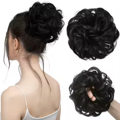 Synthetic Messy Hair Bun Extensions Big Curly Elastic Hair Scrunchies Hairpieces Chignon Donut Updo Hair Pieces for Women - Image 26