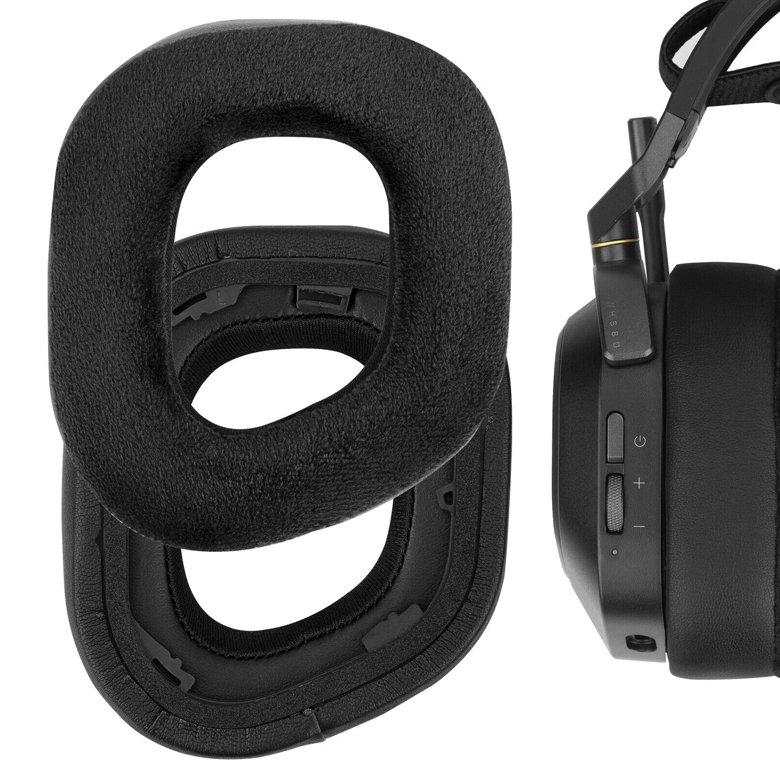 استبدال وسادات الأذن بطانة للأذن غطاء بروتين رغوة وسادة عقال إصلاح أجزاء ل Corsair HS80 RGB سماعات الألعاب سماعات