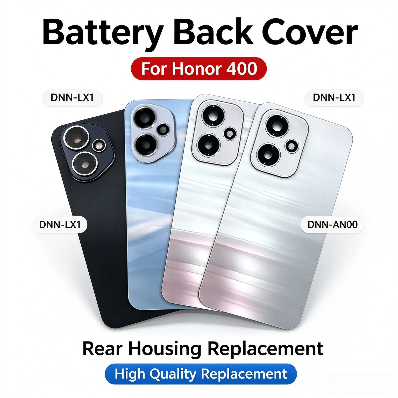 Rear Battery Housing With Camera Lens Frame For Honor 400 DNN-LX1 DNN-AN00 Back Cover Glass Replacement Repair Accessory