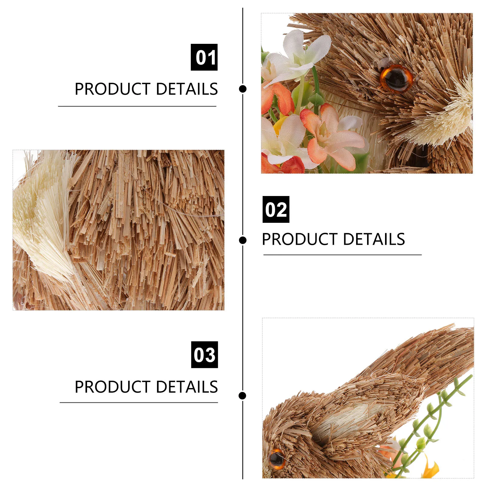 1 قطعة أرنب القش المنسوجة ديكور اليدوية أرنب عيد الفصح زخرفة الحيوان النحت للحزب مهرجان ديكور المنزل هدية مصغرة #2