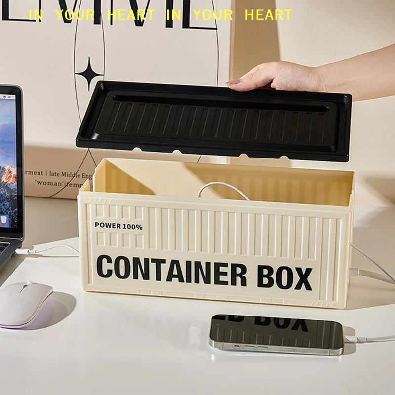 【X】Home Wire Case Wire Management Cable Organizer Unique Container Desktop Power Strip Storage Box Dustproof Socket Storage Box