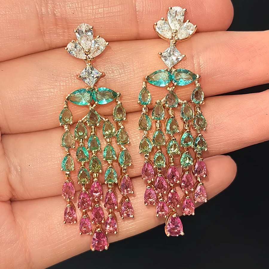

Small water drop earrings for women, purple and white zirconia earrings