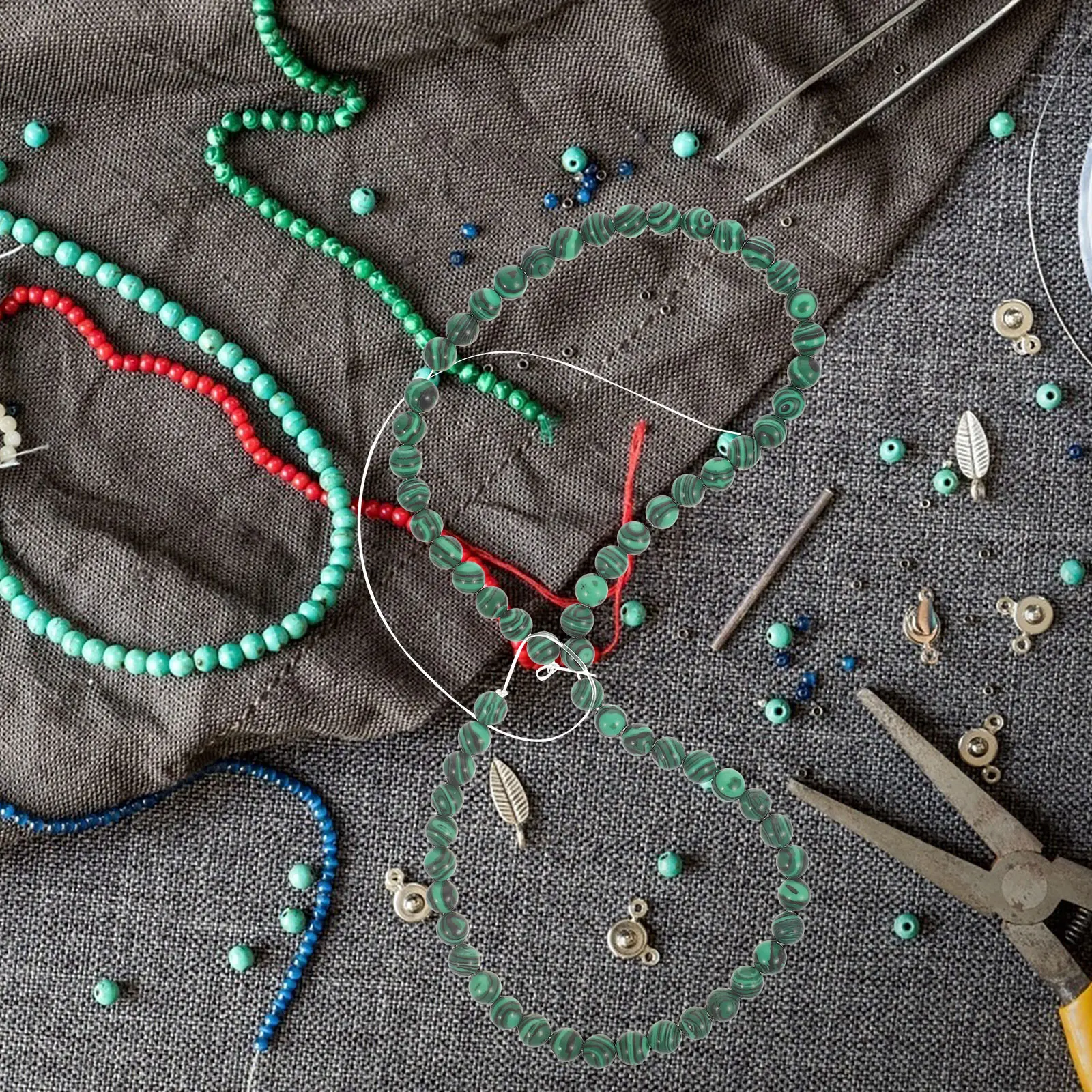 

Malachite Bracelet Beads Charms Natural Stone Loose Scattered Jewellery for Making Green Round Spacer