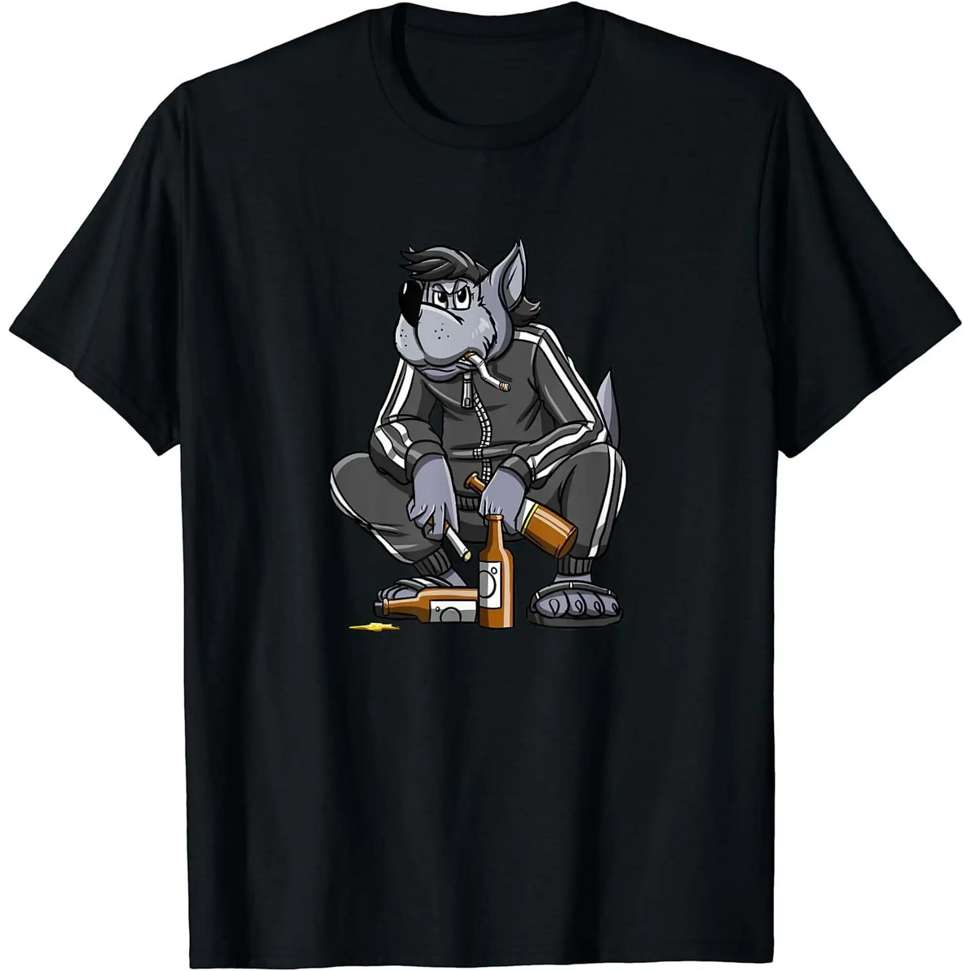 

Funny Squat Nu Pogodi Old Russian Wolf Well Just You Wait CCCP Cartoon Ну, погоди! graphic t shirts 100% cotton large size tops