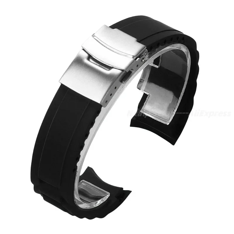 Curved End Silicone Watch Band 20mm 22mm for Omega for Seiko Bracelet  Men's Sport Rubber Bands for Samsung Galaxy Watch 4 5