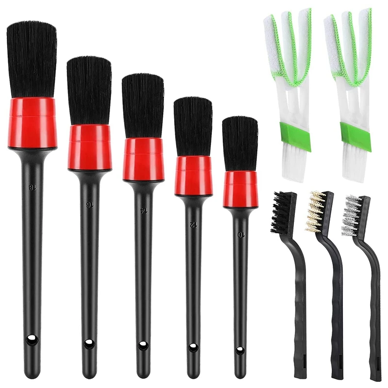 

10Pcs Auto Car Detailing Brush Set Car Interior Cleaning Kit Includes 5 Detail Brush,3 Wire Brush, 2 Air Vent Brush
