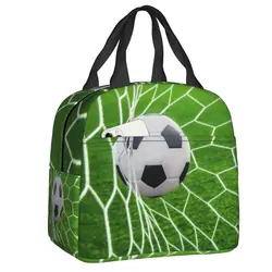 Custom Soccer Goal Insulated Lunch Bag Football Sport Waterproof Cooler Thermal Lunch Box For Women Food Container Tote Bags