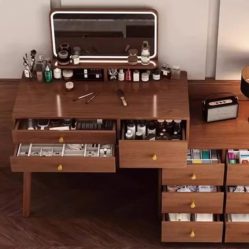 منضدة الزينة الخشبية رف خشبي طاولة الغرور تخزين خمر غرفة نوم ماكياج مكتب كرسي خزانة Comoda Para Quarto أثاث المنزل #6