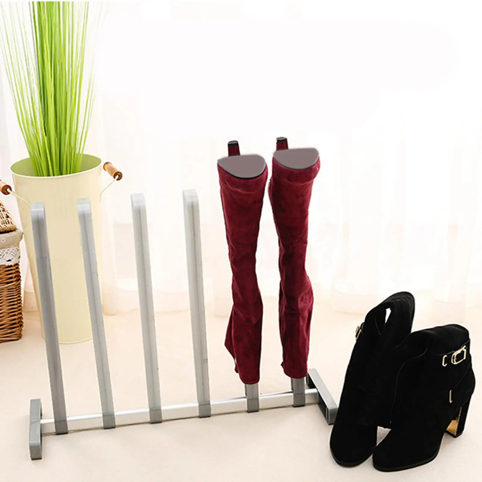 Space Saving Boot Organizer Rack Adjustable Metal Shoe Storage Stand for Bedroom Entryway Closet Shoes Organizer
