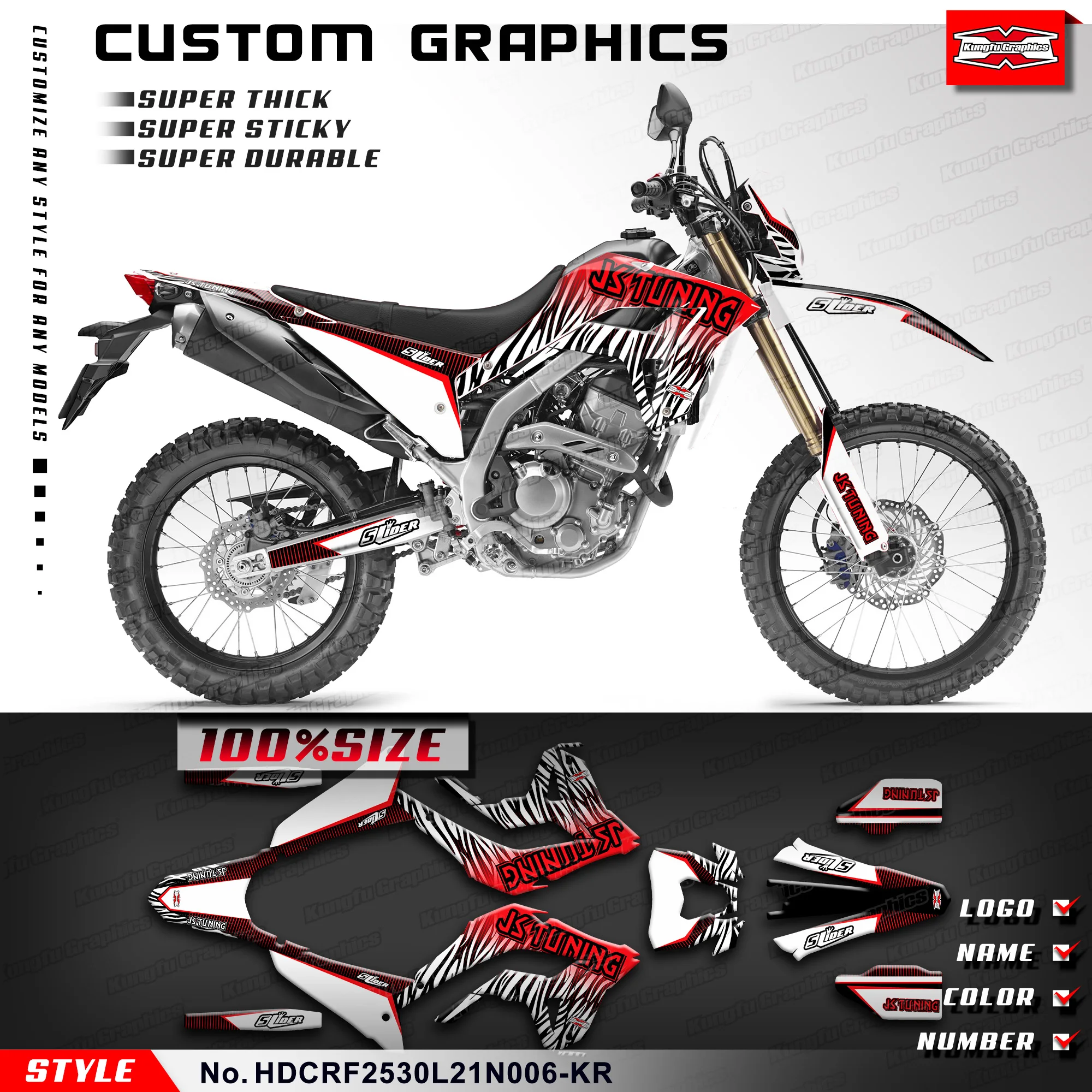 

KUNGFU GRAPHICS Stickers Complete Vinyl Decal Kit for Honda CRF 250L 300L 2021 2022 2023, HDCRF2530L21N006-KR