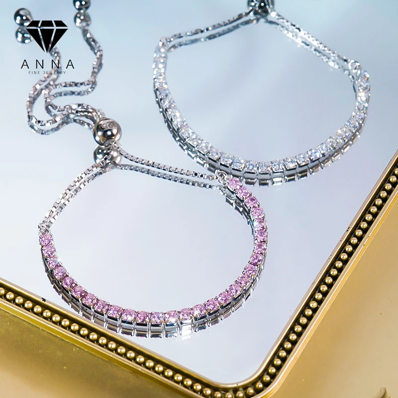 Luxury New Full High Carbon Diamond s925 Sterling Silver Bracelet For Women Girl Fine Jewelry Birthday Gift Wedding Anniversary