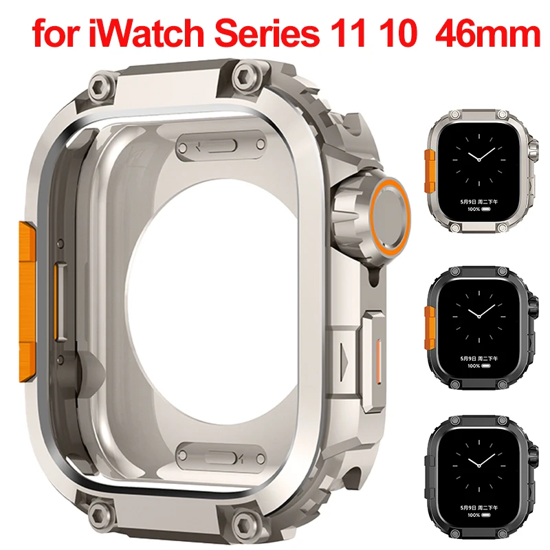 �y�Z�[�����zApple Watch Series11 46mm�p�����������r���v�P�[�X�A���^���t���[���ی�V�F���J�o�[�Aiwatch 11 10 46MM�P�[�X�A�N�Z�T���[