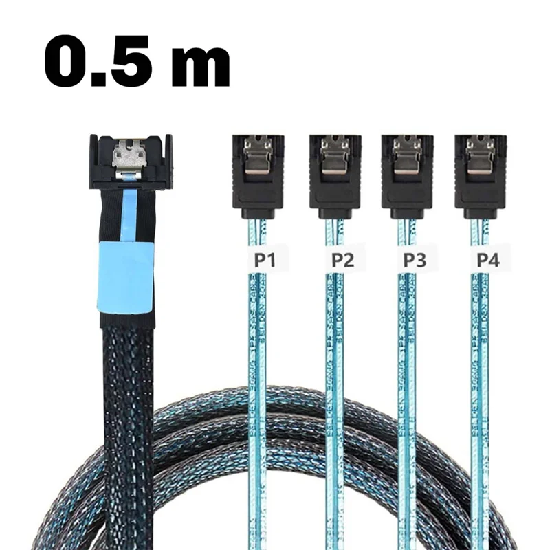 XB-Slimsas 8654 MCIO 4I 38-pins naar 4X SATA-kabel PCIE5.0 PCI-E Server Dataverbinding Verlengdraad Hoge snelheid