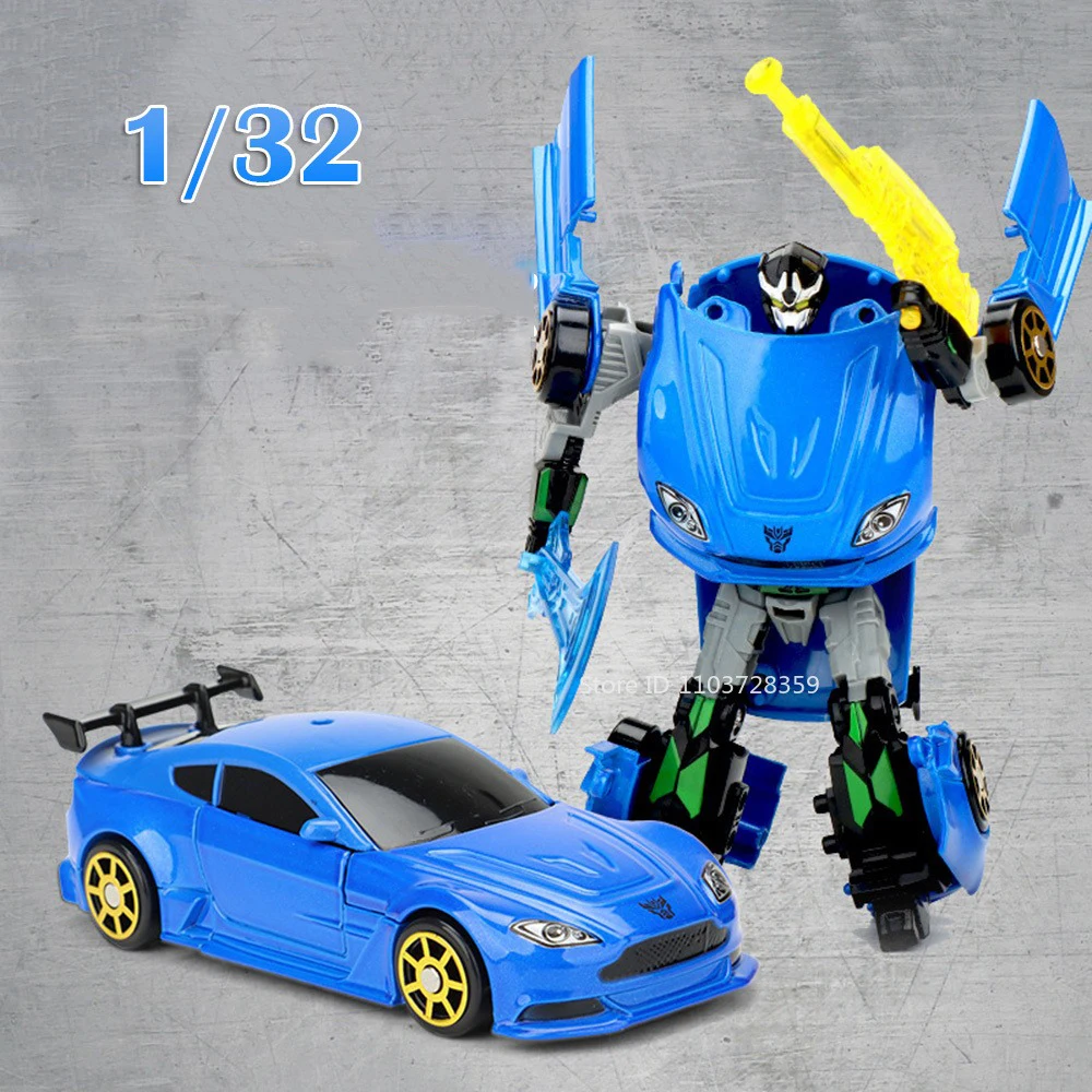 1:32 스케일 변형 로봇 장난감 미니어처 자동차 모델 합금 다이캐스트 슬라이딩 휠 미니 수동 변형 자동차 어린이 선물용