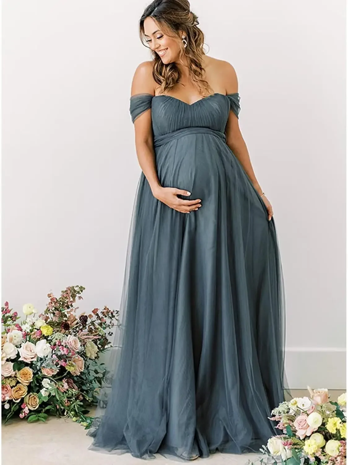 

Custom Off Shoulder Maternity Dresses for Baby Shower 2025 Tulle Robes Pregnancy Maternity Gowns for Photography Party Dresses
