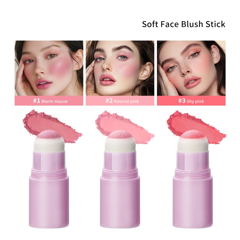 หัวฟองน้ํา Blush Matte Long-Lasting Rouge Peach แต่งหน้าเครื่องสําอางแต่งหน้าสีชมพู Blush Stick Powder Blushes Blusher Stick แต่งหน้า