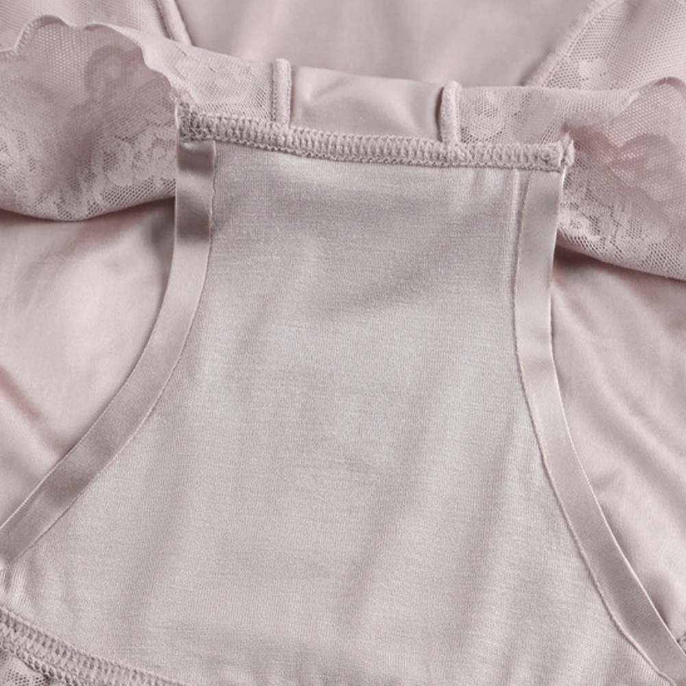 Sissy Man Silky Satin Briefs Gay Smooth Underwear Ball Pouch Underpants Lace Patchwork Soft Panties Comfortable Lingerie