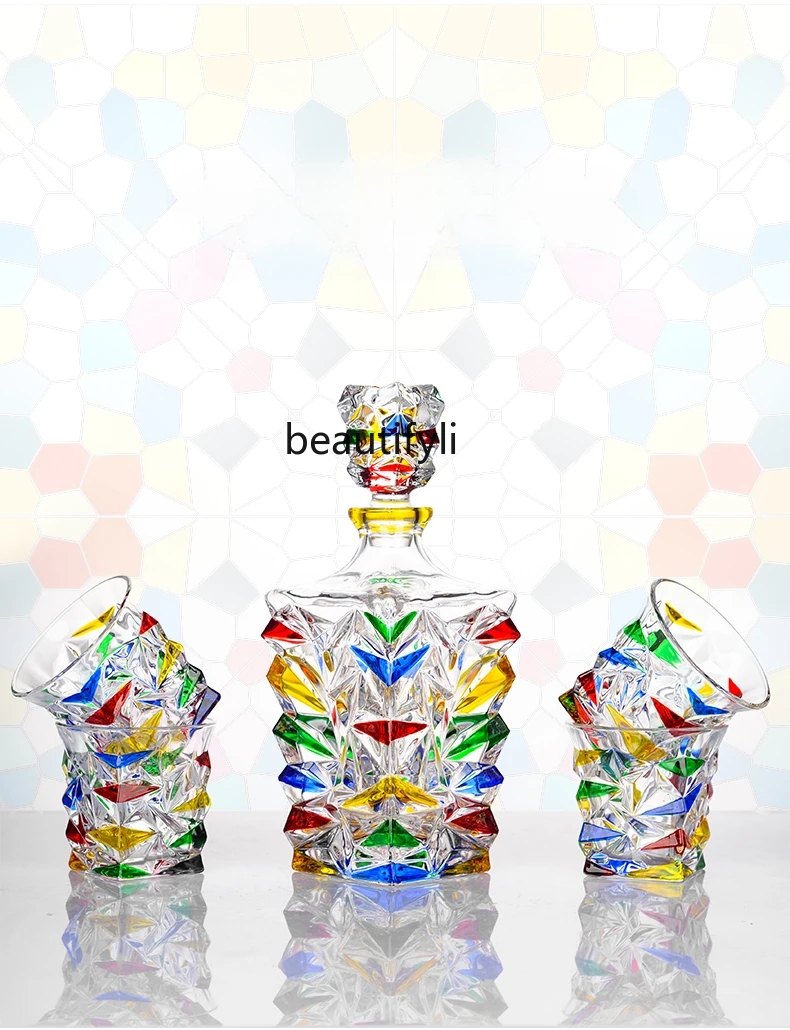 Color hand-painted foreign wine cup whisky cup set crystal glass wine bottle pot set