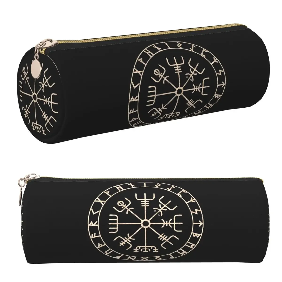 Runic Viking Compass Vegvisir Celtic Pencil Cases Pen Holder Cylinder Pen Box Pencil Bag for Studen Gifts
