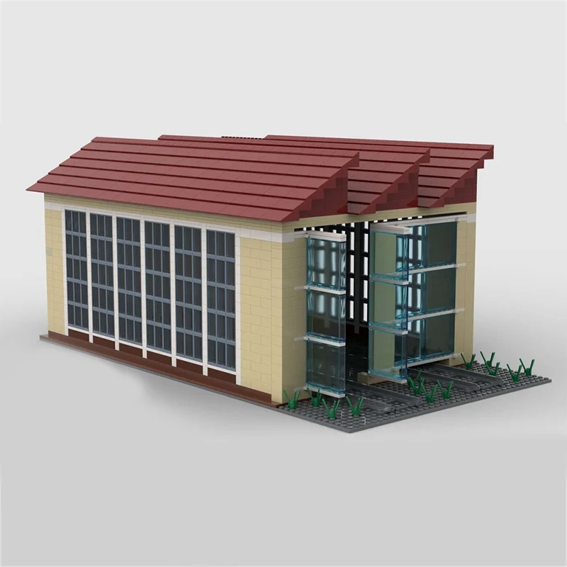 

City Street View Model MOC Building Bricks Two Ways Locomotive Shed Modular Technology Gifts Holiday Assemble Children Toys Suit