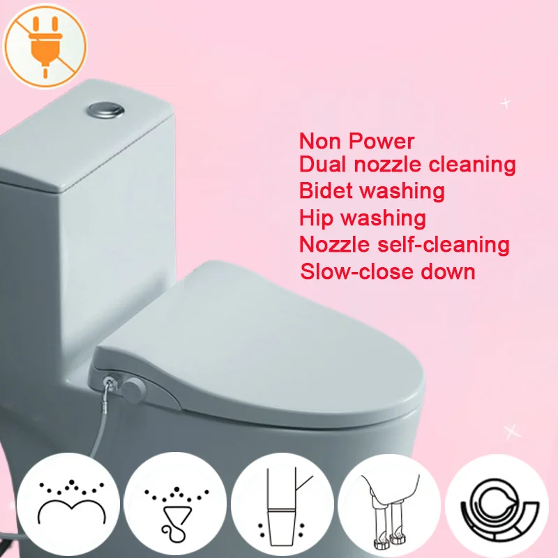 

WETIPS Non Power Smart Washes Биде Душ Двойная насадка Быстрая установка Сиденье для унитаза Tapa Inodoro Inteligente Умный чехол для унитаза