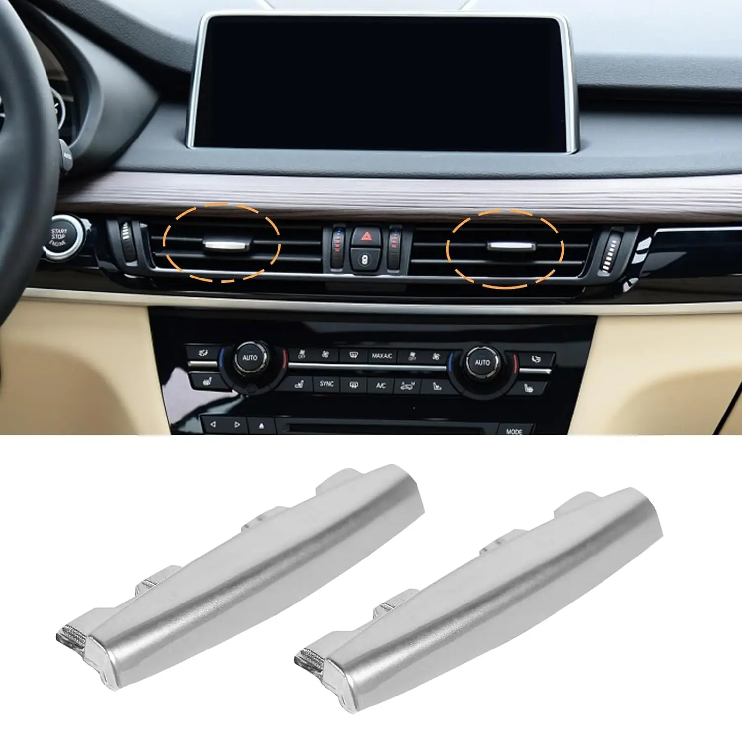 

Для BMW X5/X6 Зажим для вентиляционного отверстия Хромированный передний ряд Зажим для вентиляционного отверстия Для BMW X5 F15 2014-2018 Для BMW X6 F16 2015-2018)