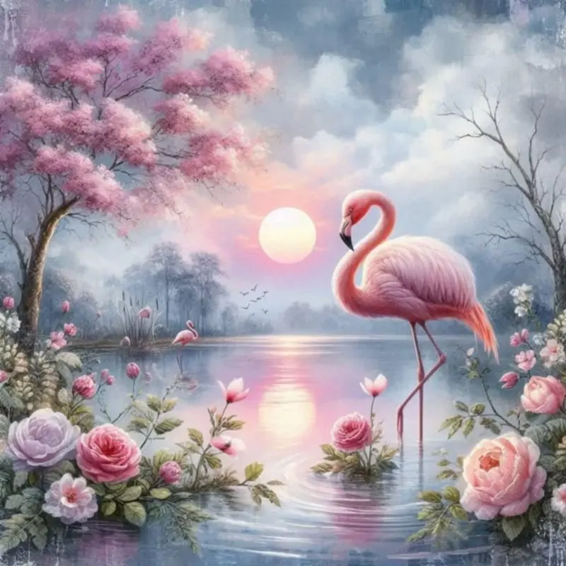 فلامنغو الماس مجموعات الطلاء صور الفن 5d Diy التدريبات الكاملة فسيفساء عبر غرزة التطريز ديكور المنزل هدية