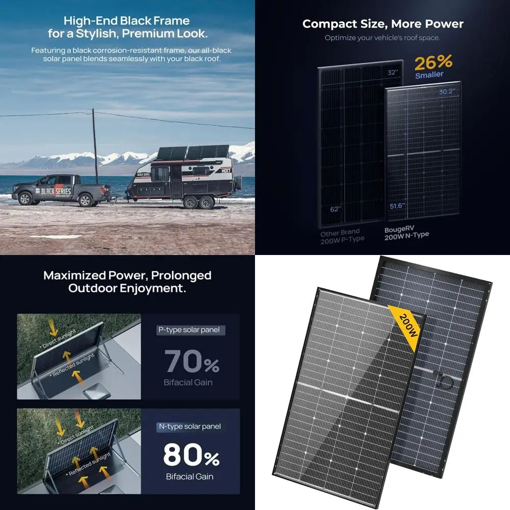 12V 200W Bifacial Solar Panel for RV, Camping, and Marine Applications