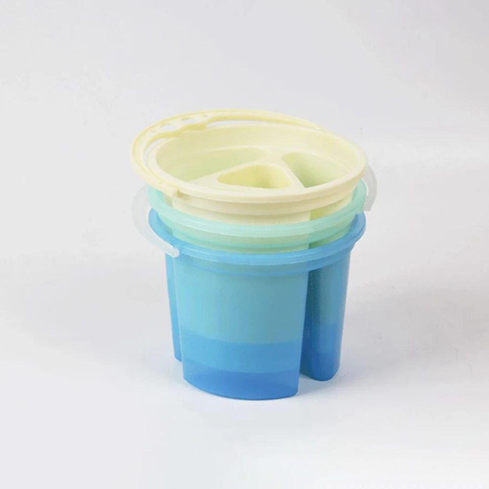 

2 Pcs Washable Plastic Pen Brush Holder Container Bucket Portable Supplies Accessories For Artists Painting Art Crafts