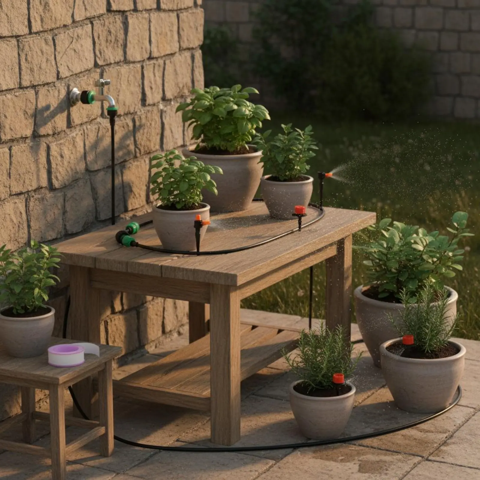 

DIY Trickle Irrigation Kit Adjustable Nozzles Trickle Irrigation Kit Automatic Garden Watering System Leak-Resistant